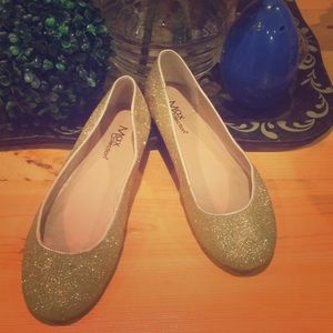 Gold glitter flats